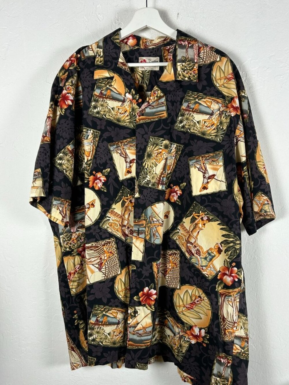 Vintage Hilo Hattie Hawaiian Original Island Hotties Button Up Camp Shirt 2XL